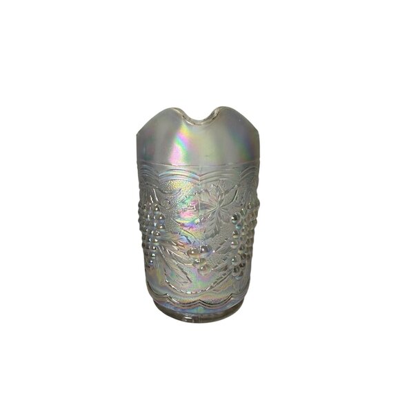 Imperial Glass Carnival Glass Creamer With Grape & Leaf Pattern Iridescent Finis - Picture 7 of 8